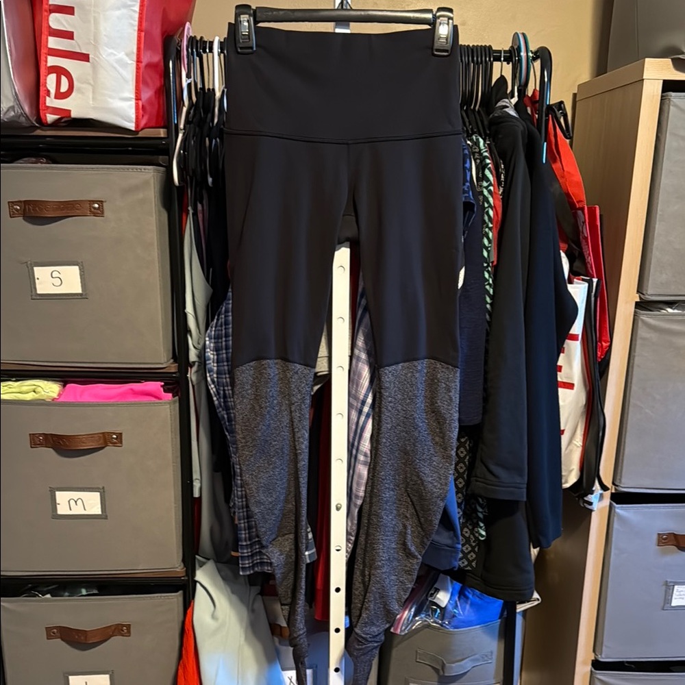 Lululemon Wunder Under Pant Stirrup Sz 6 Black Grey Herringbone Full On Luon